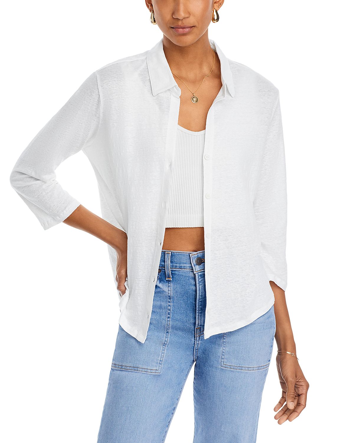 Majestic Filatures Stretch Linen Button Up Shirt