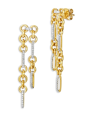Bloomingdale's Diamond Chain Link Drop Earrings In 14k Yellow Gold, 0.20 Ct. T. W. In Gold