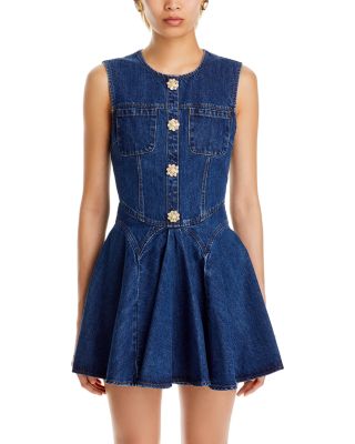 Self-Portrait Denim Skater Mini Dress | Bloomingdale's Women