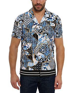 Shop Robert Graham Kintsugi Short Sleeve Shirt In Blue