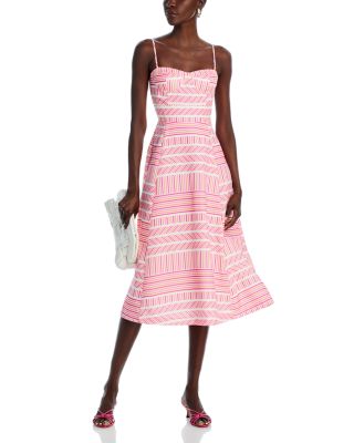 AQUA - Striped Bustier Midi Dress - Exclusive