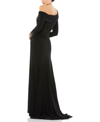 Beaded Cuff Drop Shoulder Faux Wrap Gown