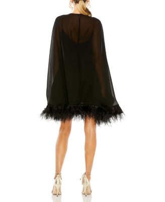 Feather Trimmed Trapeze Dress