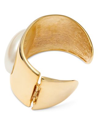 Imitation Pearl Center Cuff Bracelet