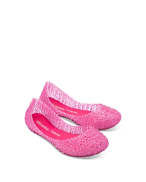 Mini Melissa Girls' Melcampape Glitter Zigzag Flats - Toddler, Little Kid, Big Kid In Pink