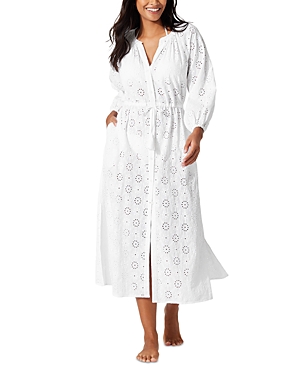 Shop Tommy Bahama Harbour Eyelet Button Up Dress Swim Cover-up In White