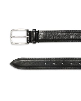 Men's Brushed Nickel Buckle Italian Leather Belt - Exclusive