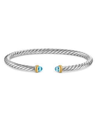 Sterling Silver & 14K Yellow Gold Cable Flex Bracelet, 4mm