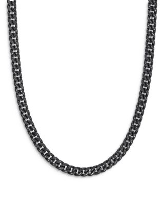 David Yurman - Men's Curb Chain Necklace in Black Titanium with Black Diamonds, 8mm