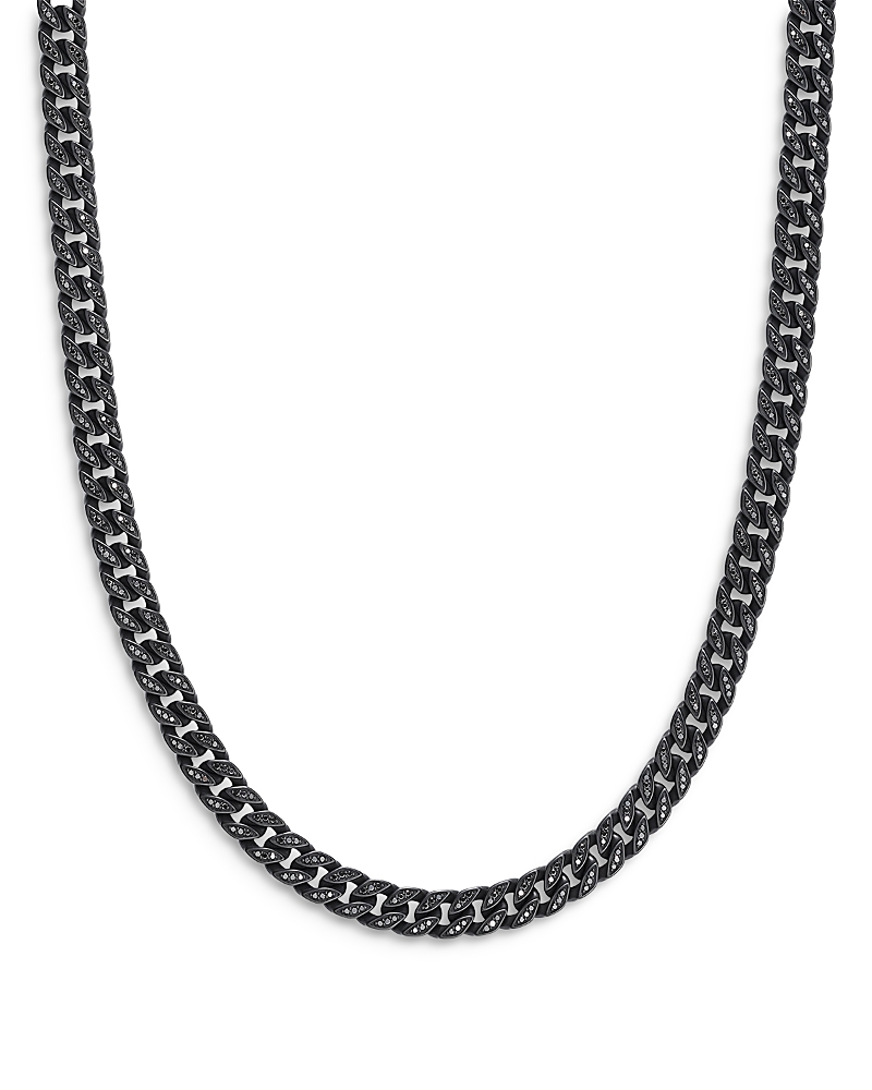 David Yurman Men's Curb Chain Necklace in Black Titanium with Black Diamonds, 8mm