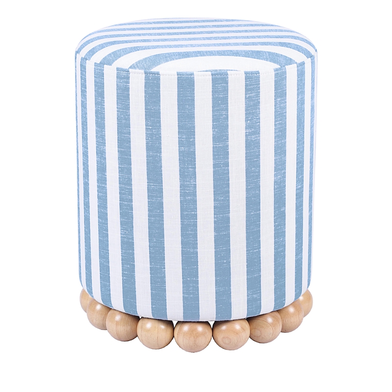 Tov Furniture Dex Striped Linen Ottoman In Blue