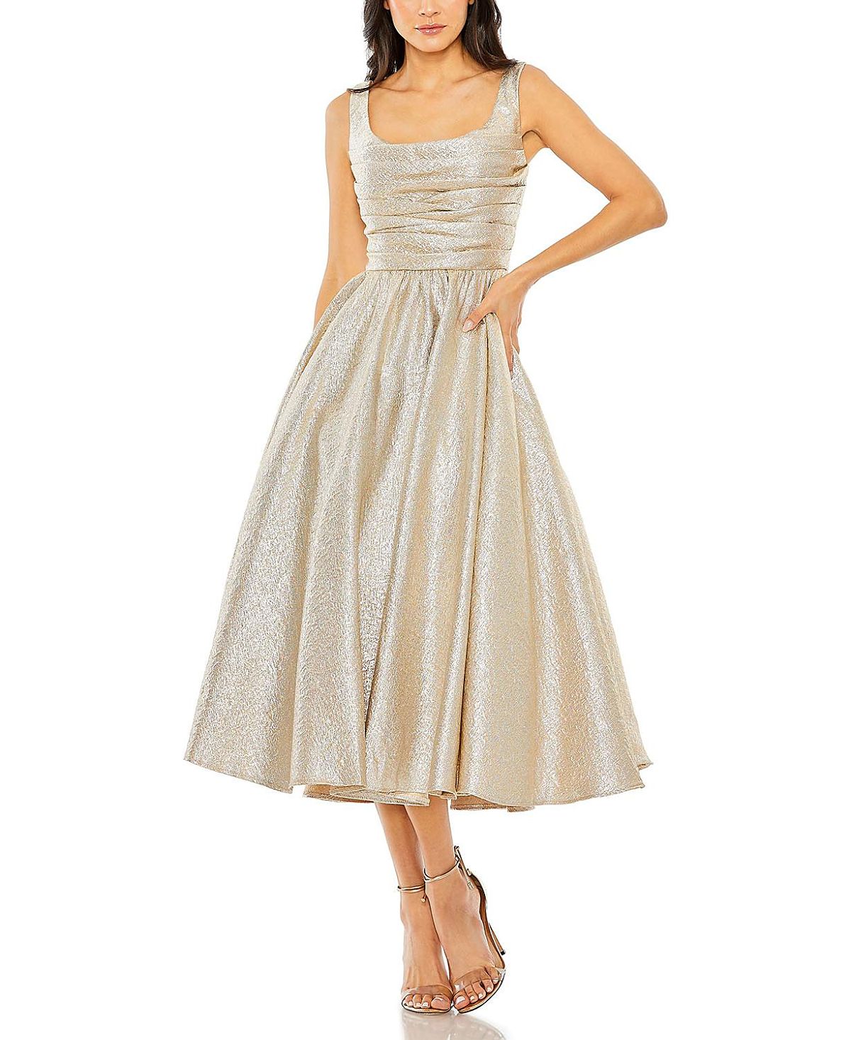Mac Duggal Square Neck Sleeveless A Line Dress