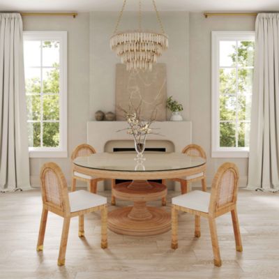  Amara Rattan and Performance Fabric Arched Back Dining Chair in Natural