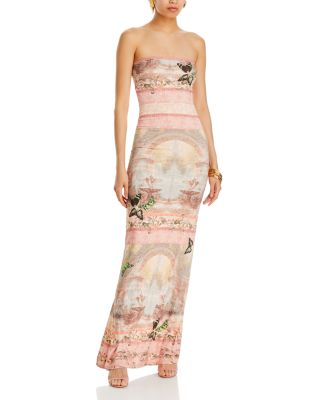 gold maxi evening dress Embellished Open-Back Maxi Dress in Gold - XXS