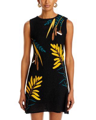 Embroidered Mini Sweater Dress