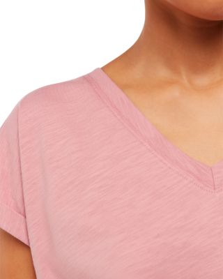 Willa V Neck Cap Sleeve Cotton Tee
