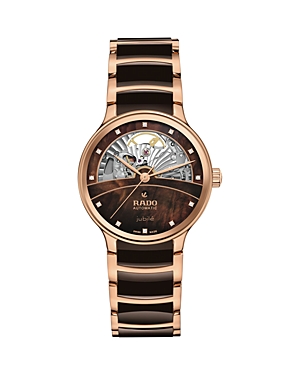 Rado Centrix Diamonds Open Heart Automatic Watch, 35mm In Brown