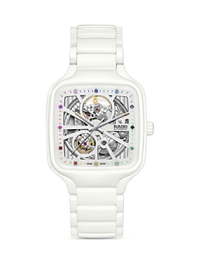 Shop Rado True Square Automatic Open Heart Watch, 38mm X 44mm In White
