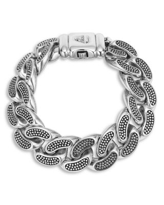 LAGOS - Men's Sterling Silver Anthem Caviar Bead Wide Curb Link Bracelet