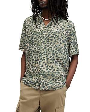 Allsaints Underground Short Sleeve Button Front Camp Shirt