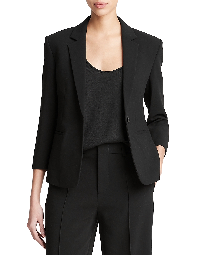 Vince Shrunken Bracelet-sleeve Blazer In Black