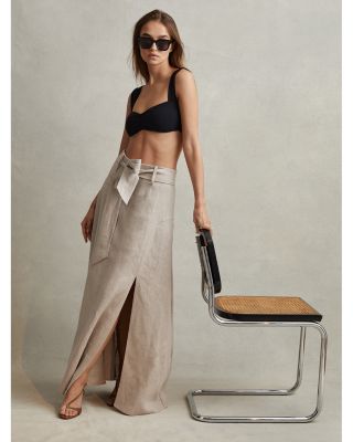 【海外限定】REISSスカート☆Roxi Drawstring-Waist Linen Maxi Reiss Roxi Drawstring Waist Linen Midi Skirt | Nordstrom