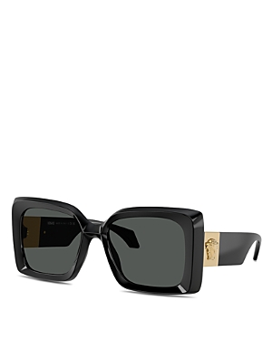 Shop Versace Medusa Plaque Square Sunglasses, 54mm In Black/gray Solid
