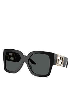 Shop Versace Rectangular Sunglasses, 59mm In Black/gray Solid