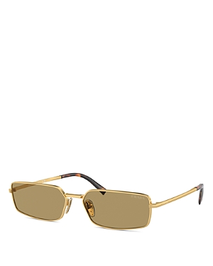 Shop Prada Rectangular Sunglasses, 59mm In Gold/tan Solid