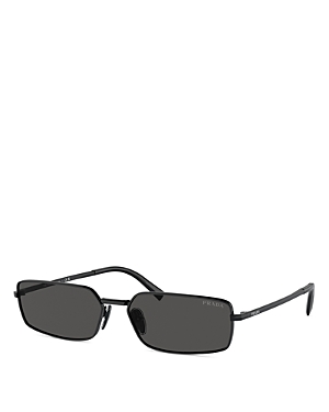 Shop Prada Rectangular Sunglasses, 59mm In Black/gray Solid