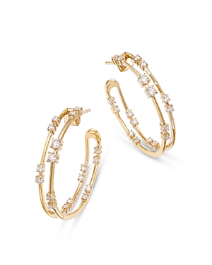 Bloomingdale's Diamond Scattered Cluster Double Hoop Earrings In 14k Yellow Gold, 1.0 Ct. T. W. In Gold