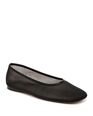 Vince Leah Mesh Square-toe Ballerina Flats In Black