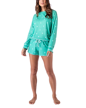 Pj Salvage Beach Shorts Pyjama Set In Green Flare