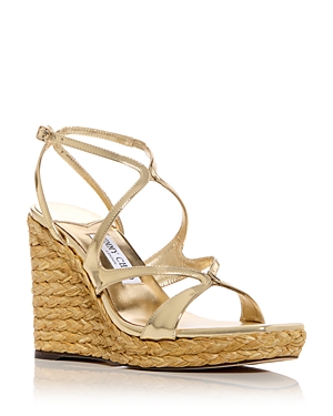 Shop Jimmy Choo Women's Ayla 110 Wedge Espadrille Sandals In Gold