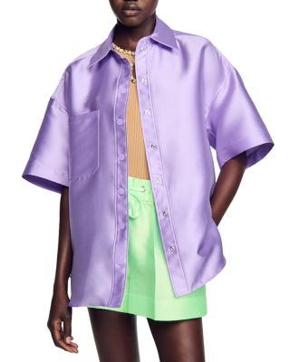 Sandro June Satin Oversized Shirt