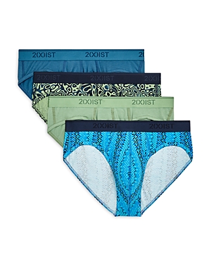 Shop 2(x)ist No Show Briefs, Pack Of 4 In Bluesteel/landscape Camo/stone Green/blue Chess