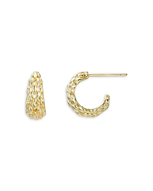 14K Yellow Gold Woven Round Earrings