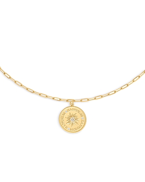 Shop Alexa Leigh Pave Sunburst Coin Pendant Necklace, 16 In Gold