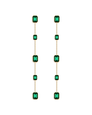 Shop Ettika Iconic Color Crystal Linear Drop Earrings In Green/gold