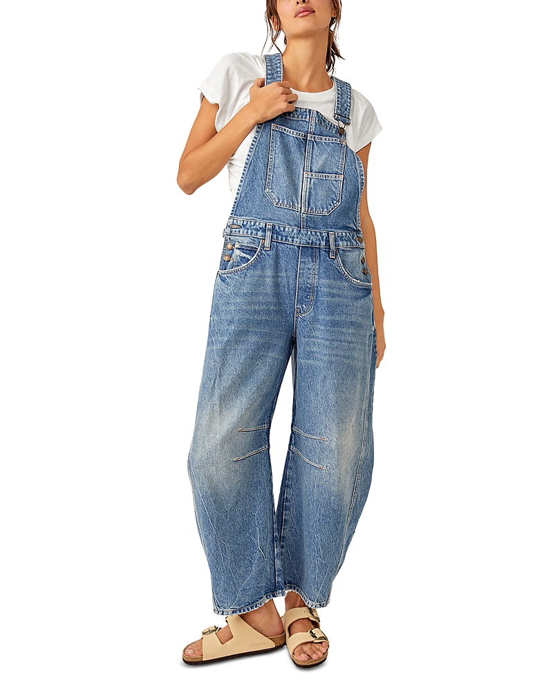 Free People Good Luck Denim Overalls In Ultra Light