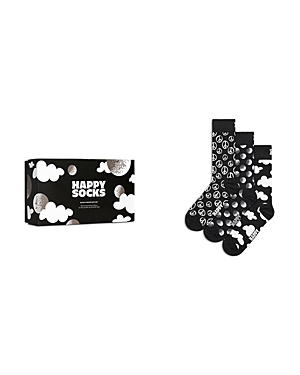 Happy Socks Monochrome Crew Sock Gift Set - 3 Pk. In Black