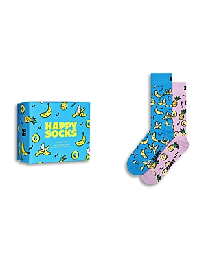 Shop Happy Socks Fruits Crew Socks Gift Set, Pack Of 2 In Turquoise