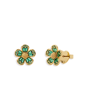 Shop Kate Spade New York Fleurette Stud Earrings In Green/gold