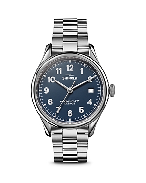 Shop Shinola Vinton Watch, 38mm In Blue/silver