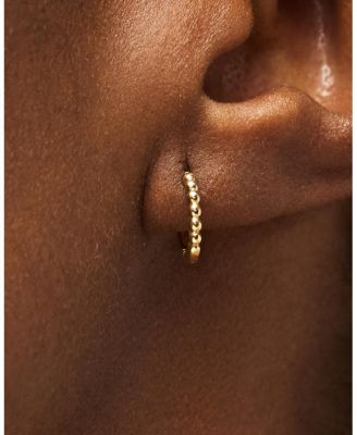 10K Gold Bead Huggie Hoops