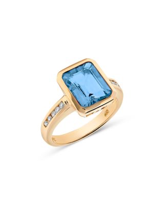 Bloomingdale's Fine Collection - Blue Topaz & Diamond Statement Ring in 14K Yellow Gold