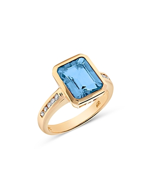 Shop Bloomingdale's Blue Topaz & Diamond Statement Ring In 14k Yellow Gold In Blue/gold