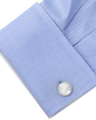 Silver-Tone Mother-of-Pearl Stud & Cufflink Set