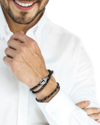 Mandalorian Helmet Double Wrap Leather Bracelet