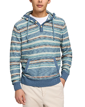 Shop Faherty Cove Striped Sweater Hoodie In Sunset Star